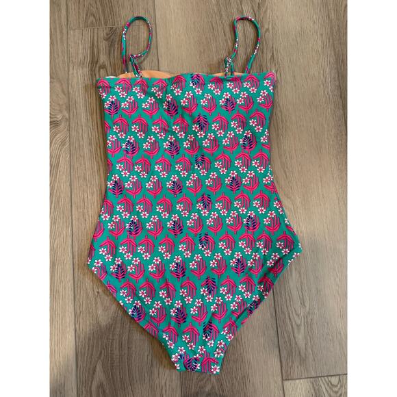 J. Crew Smocked Ella One Piece Swimsuit Resort Vacation Regal Rose Small - Picture 3 of 7